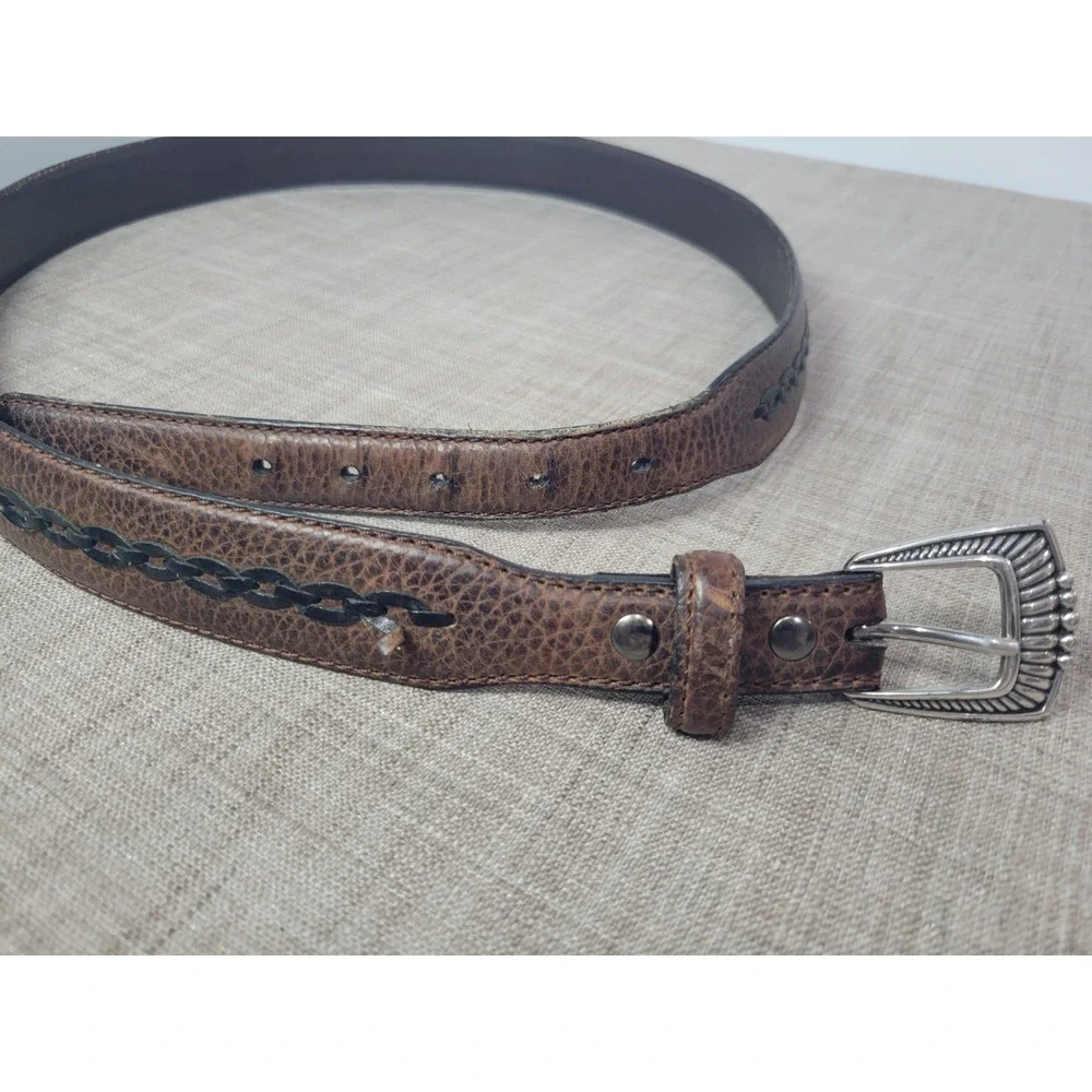 Ariat Mens Brown Full Grain Leather Western Belt 44 Limited Edition Buckle 2007